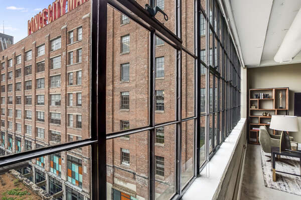 View of Ponce City Market from Living Area Windows