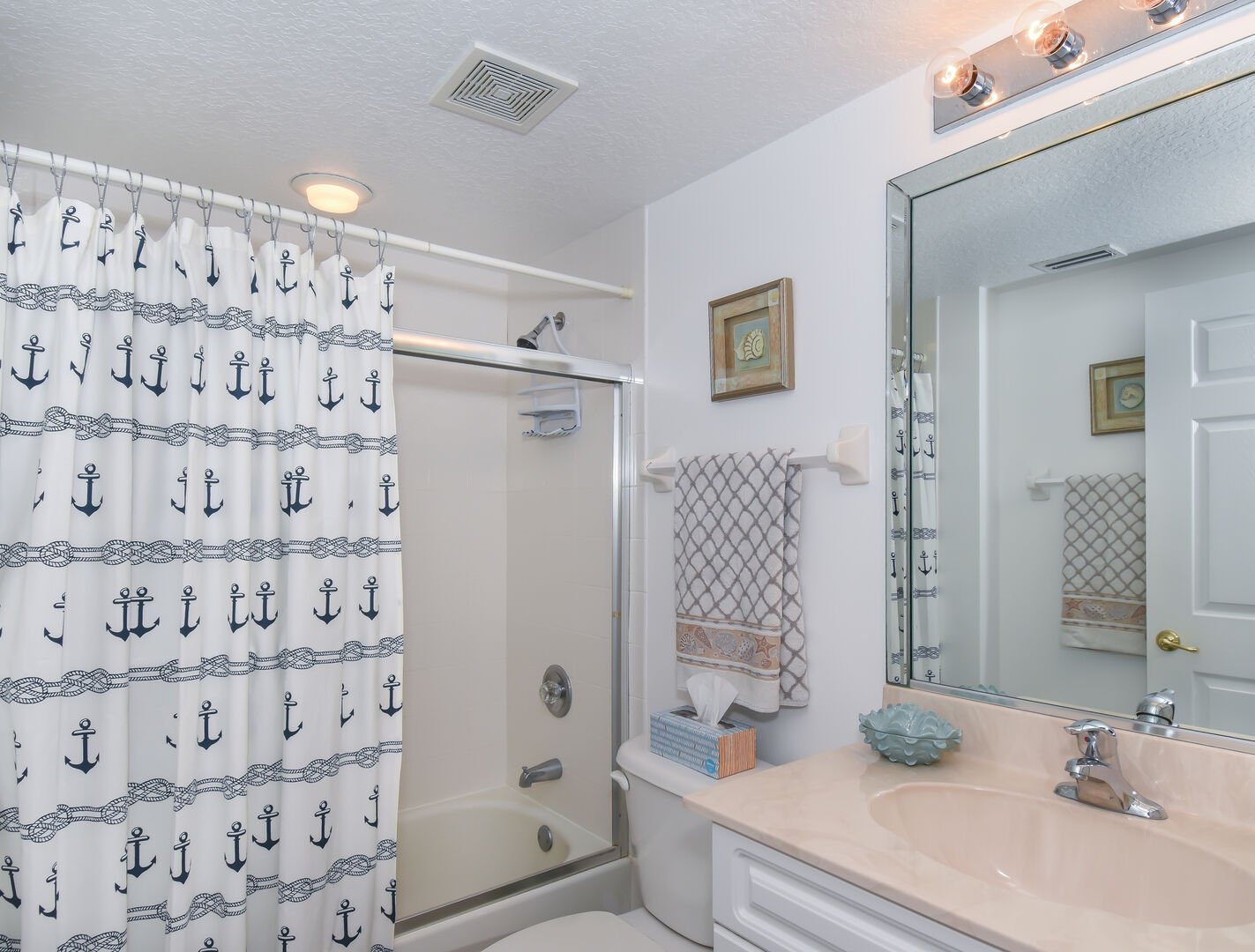 Bathroom with shower-tub combo