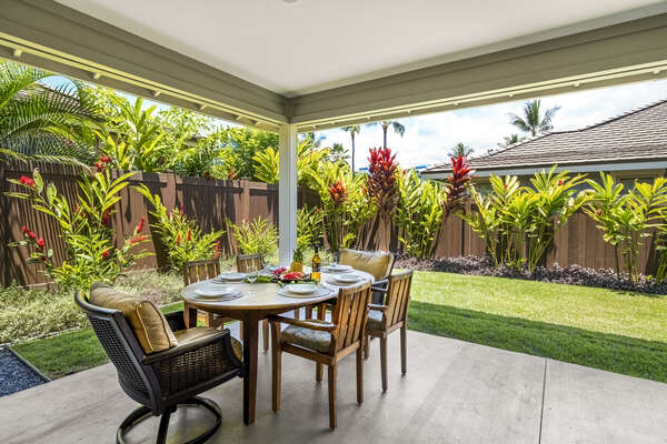 Views form the front porch of the tropical landscaping surrounding this Holua Kai at Keauhou rental.