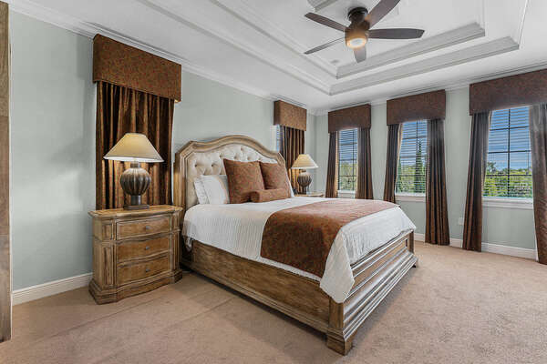 Sleep soundly in the master suite king bed