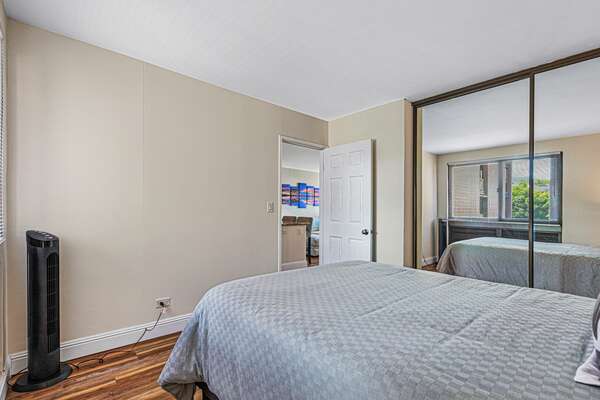 The second room has a queen sized bed.