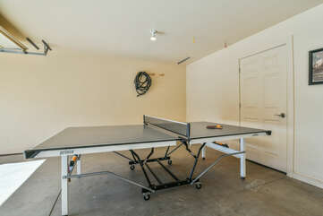 Garage with ping pong table