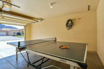 Garage with ping pong table