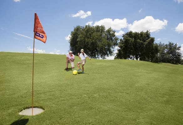 FootGolf - Played like golf but with a soccer ball; fun for the whole family