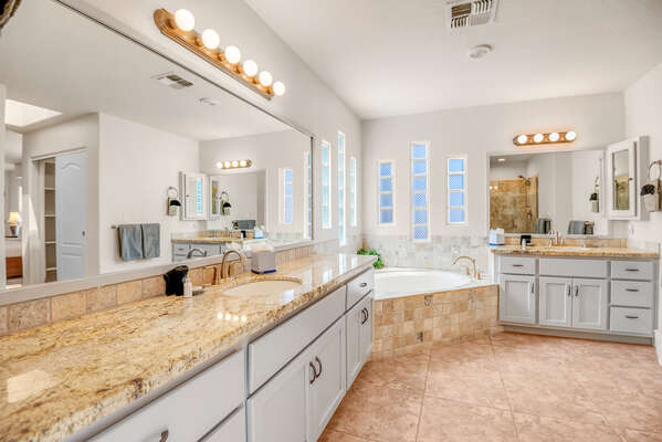 Master Bath with Two Separate Vanities and Soaking Tub