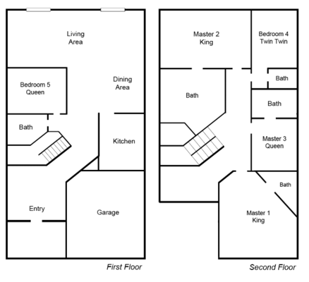 Patriots Lagoon Floor Plan - 1st and 2nd Floor; no guest access to garage