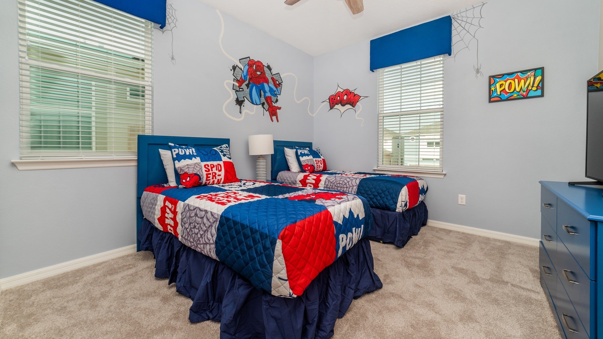 Two Twins Suite Bedroom 6 Upstairs
Attached Bathroom - Shower
Spider Man Theme