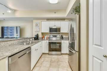 Updated kitchen with stainless steel appliances