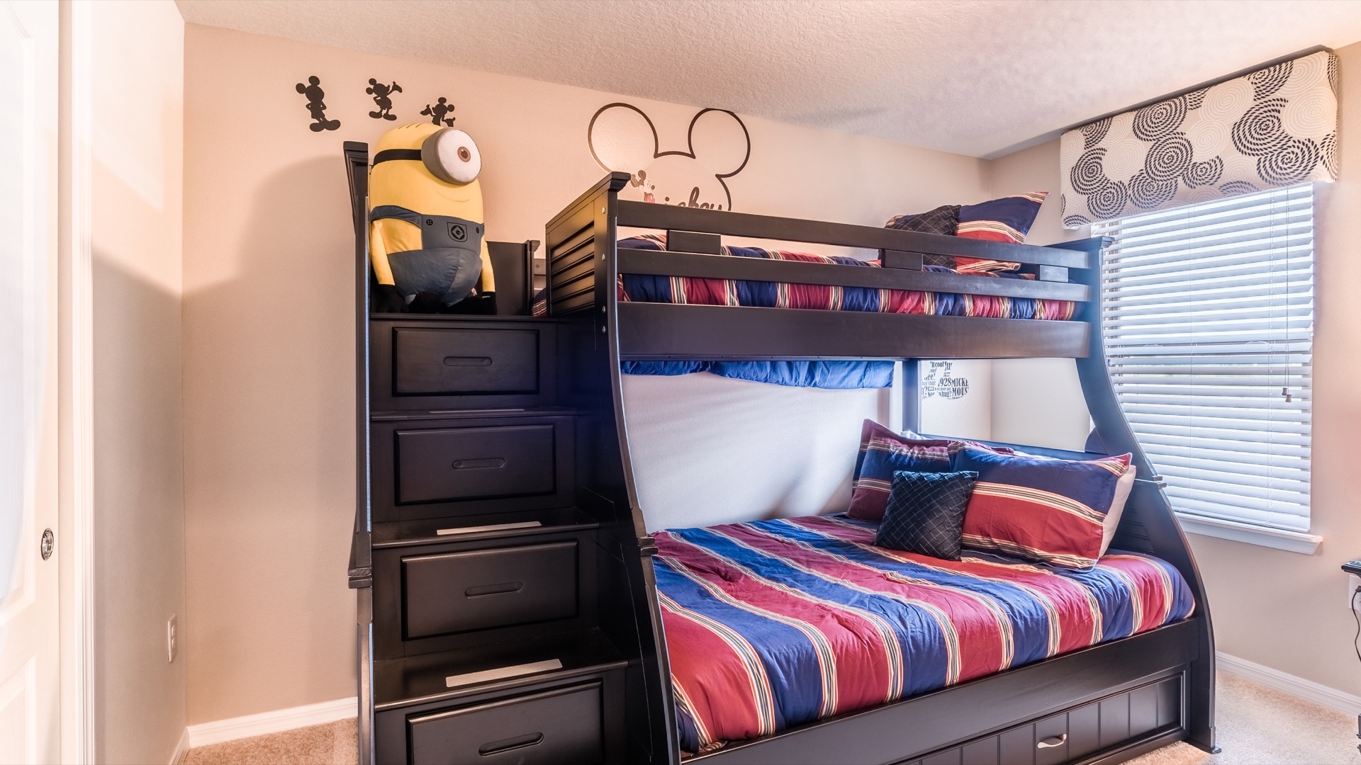 Twin/Double Bunk + Twin Trundle Bedroom 7 Upstairs
Mickey Theme