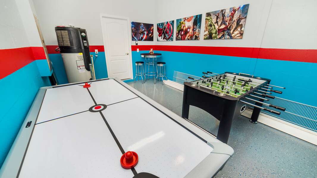 Game Room 
(Has Ping Pong Table Topper for the Air Hockey Table)
Foosball
Air Hockey