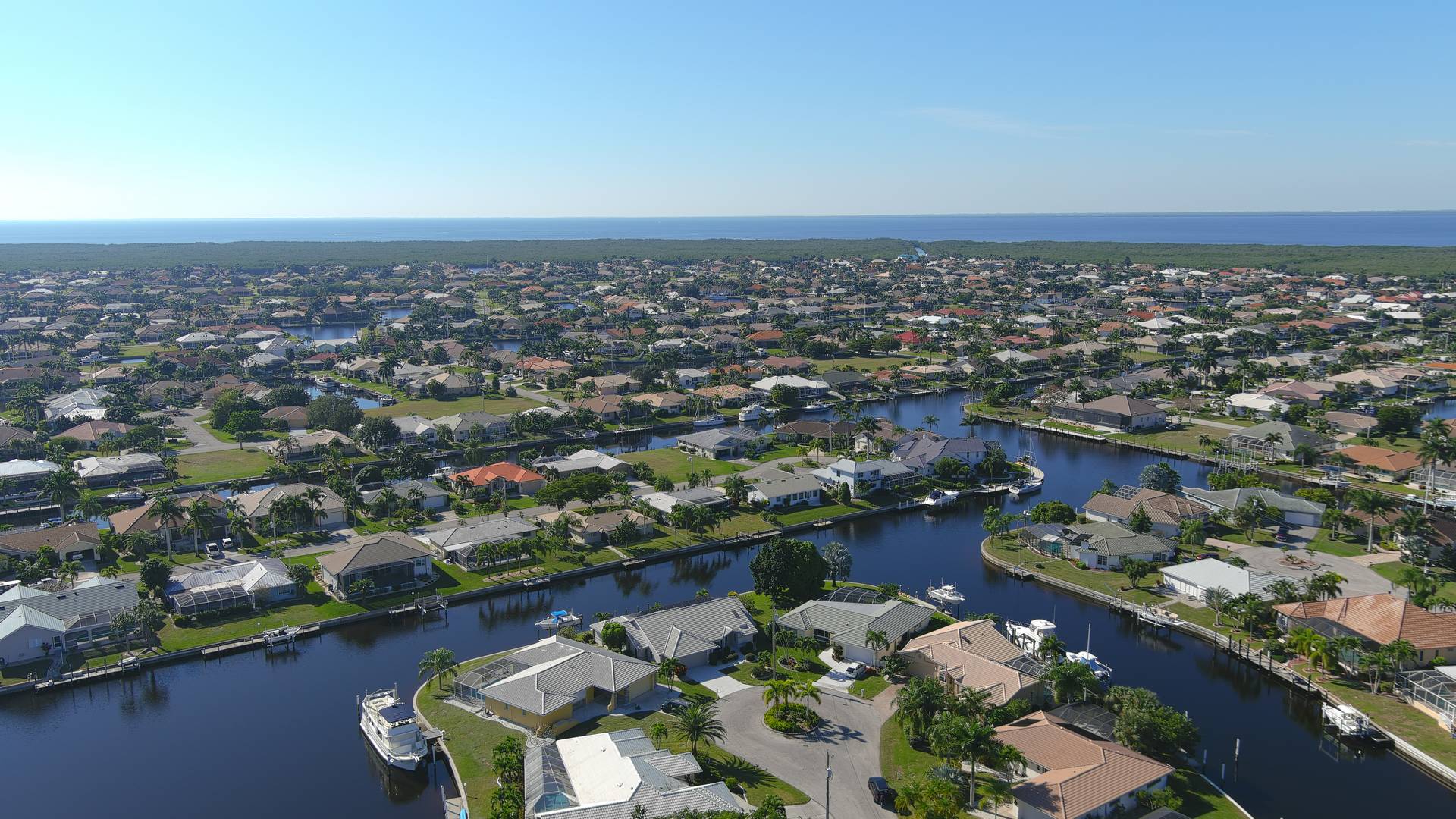 Aerial of the canal system leading to the Harbor beyond