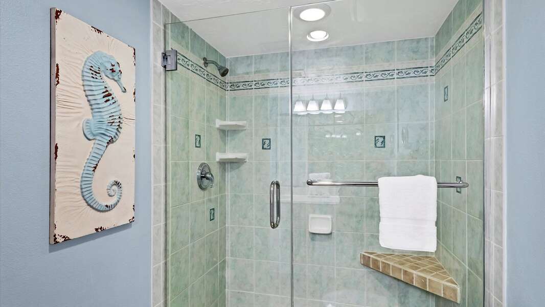 Hauptbadezimmer (Winkel)Begehbare Dusche