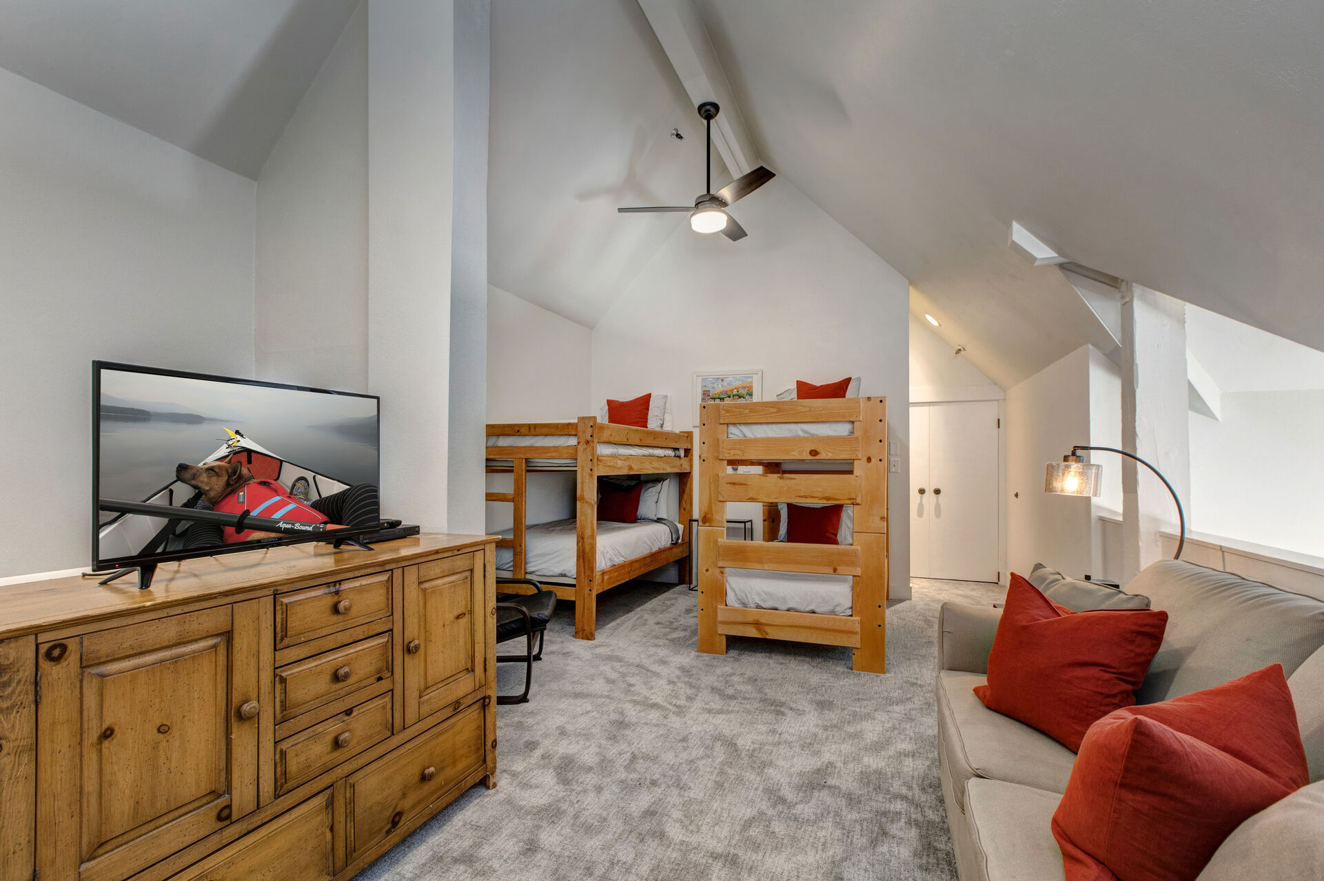 Upper Level Loft Bedroom with Bunk Beds and a Private Bath