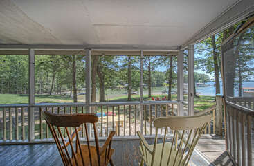 Views from the front porch of this waterfront Smith Mountain Lake vacation rental.