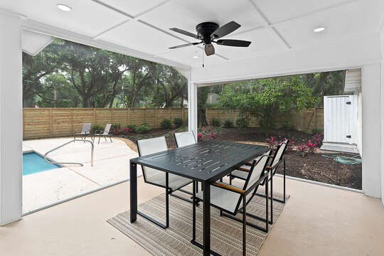 Enjoy outdoor dining on the covered patio