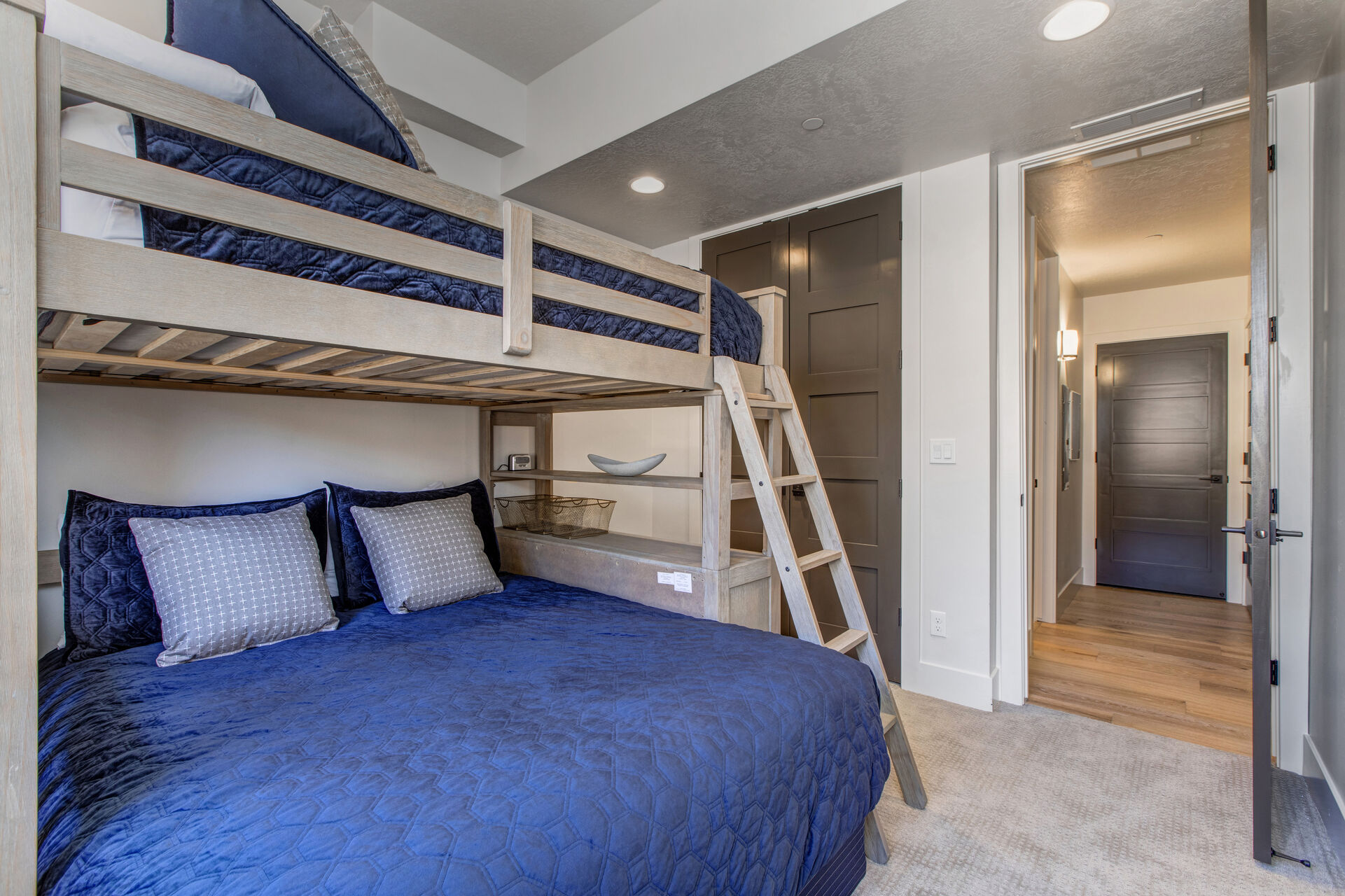 Lower level bedroom 3 bunk room with full over queen bunk beds and full bath access
