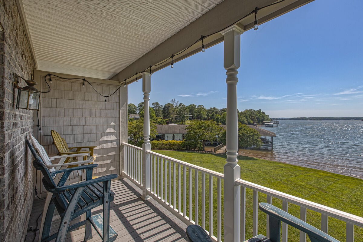 Deck of this lakefront home  in Smith Mountain Lake  Overlooking the Lake.