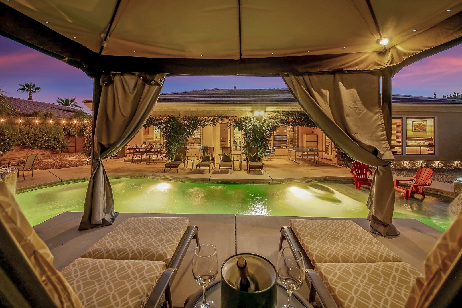 The Vegas style cabana will set the mood for a fun vacation.