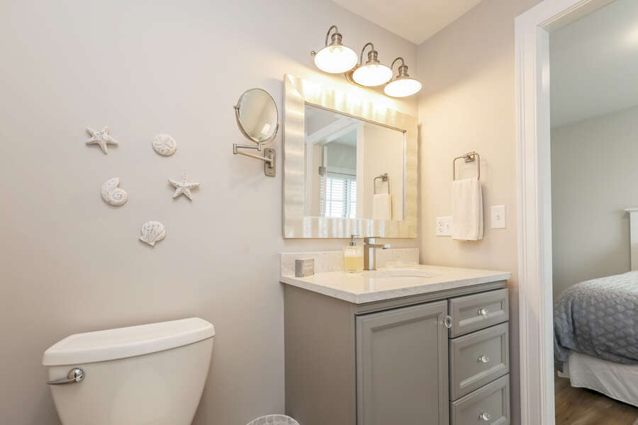 En-suite full bathroom in Bedroom #1 - 405 Old Wharf Road-Dennisport Cape Cod- New England Vacation Rentals