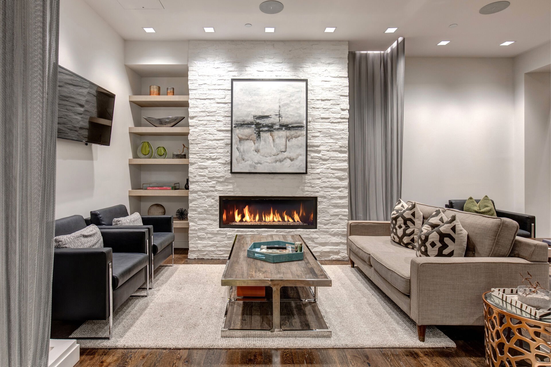 Parkite Lounge with a Gas Fireplace