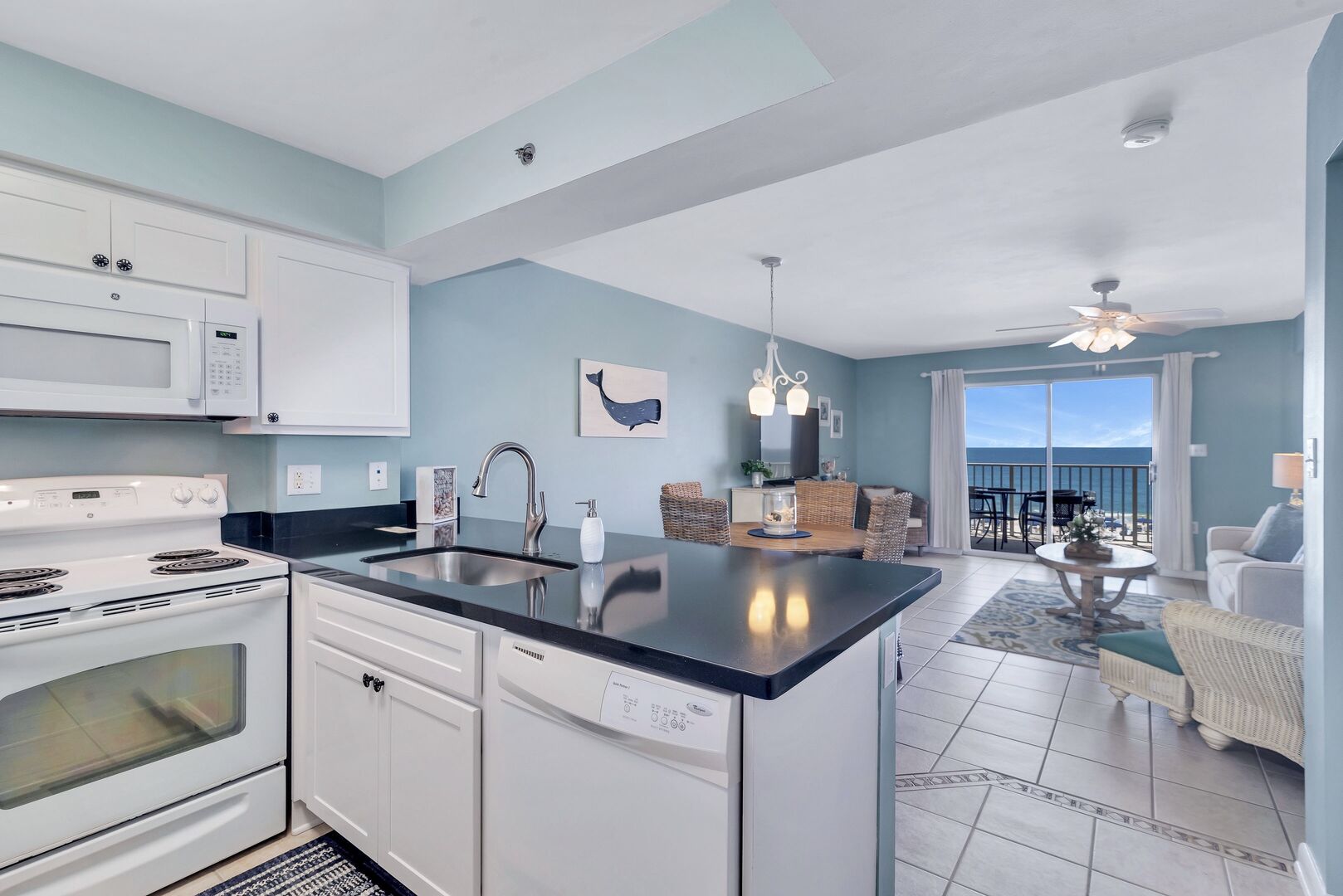 Fully Equipped Updated Kitchen with Views of the Gulf
