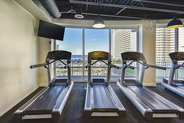 Fitness center with view