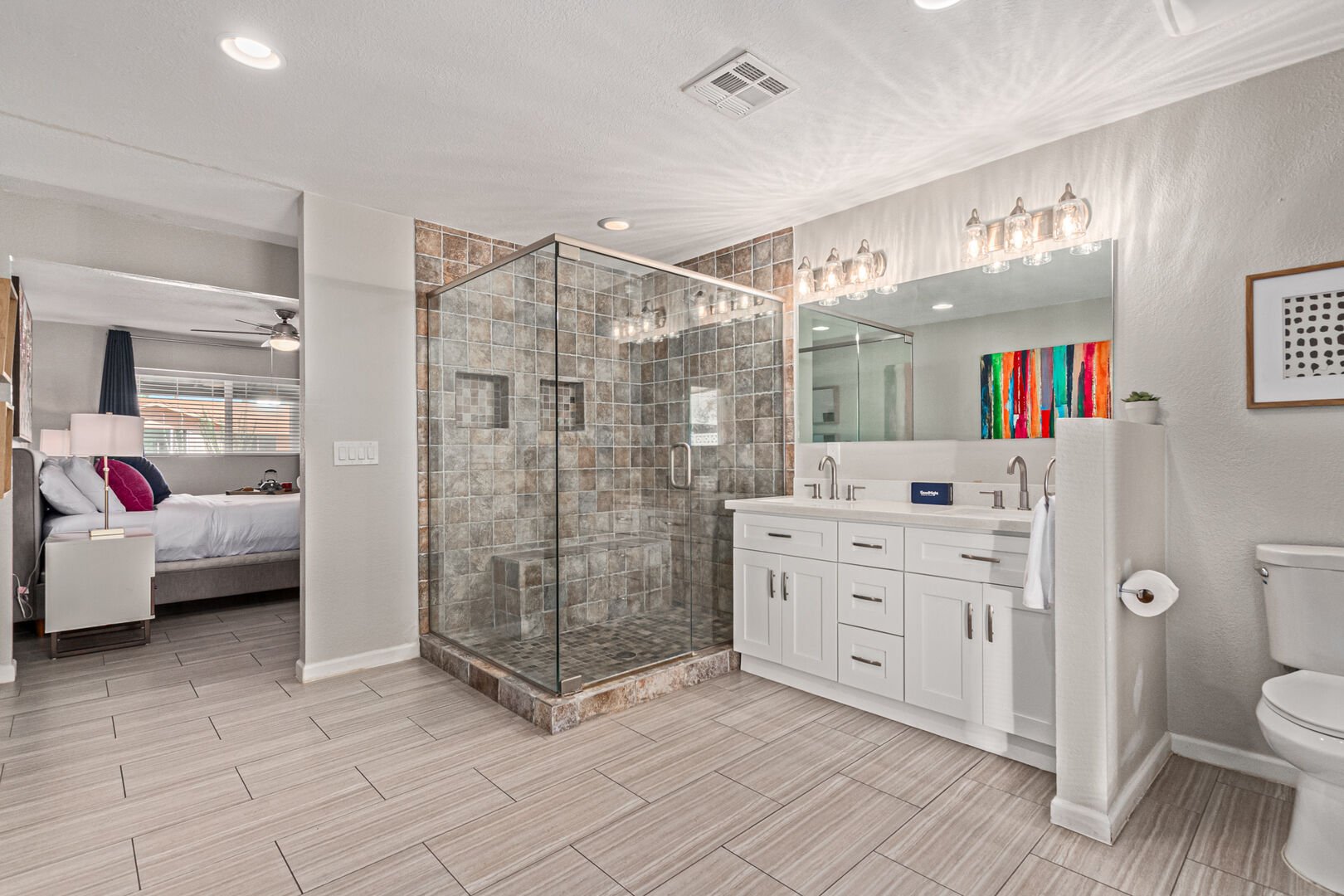 Large Primary Bathroom with HUGE walk in shower