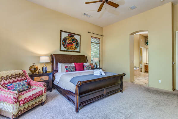 Master Bedroom with a King Bed and Private Master Bath