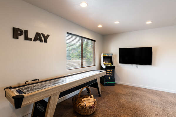 Game Room Inside and Golf Outside