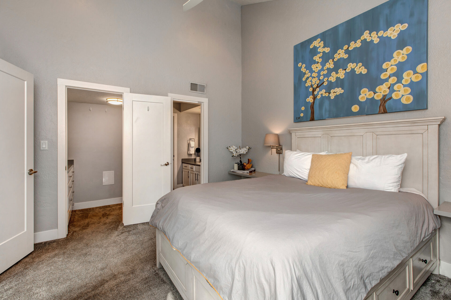 Master Bedroom with Queen Bed, Walk-In Closet, and En Suite Jack-n-Jill Bathroom