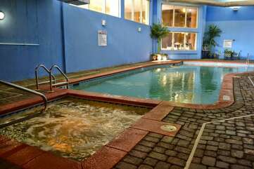 Indoor pool amenities, including a hot tub and swimming pool.
