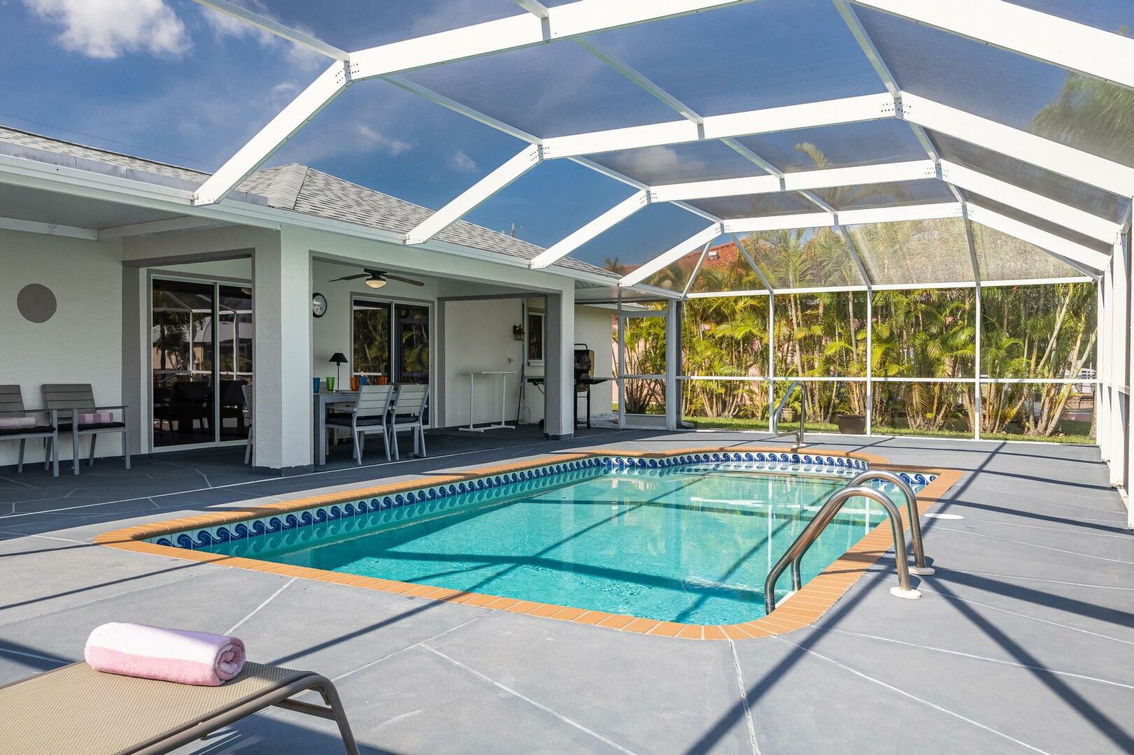 vacation rental with heated pool and southern pool exposure