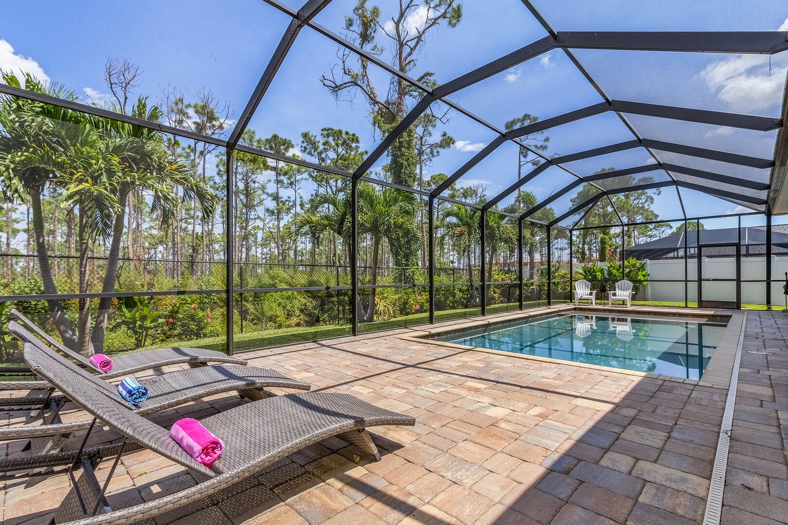 Private heated pool and fenced in yard