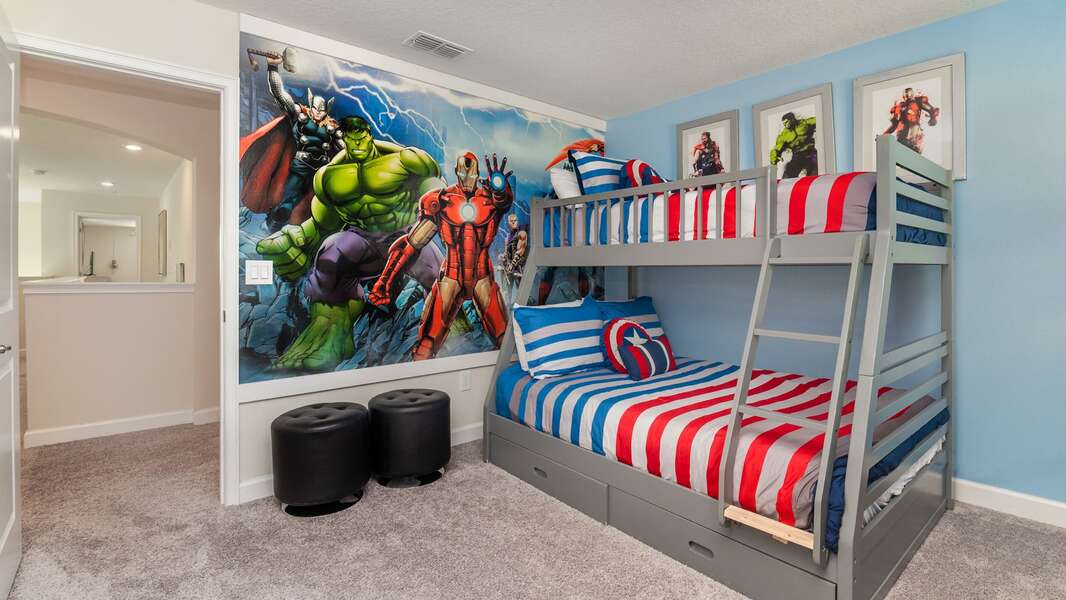 Twin/Double  Bunk Bedroom 5 Upstairs
Avengers Theme