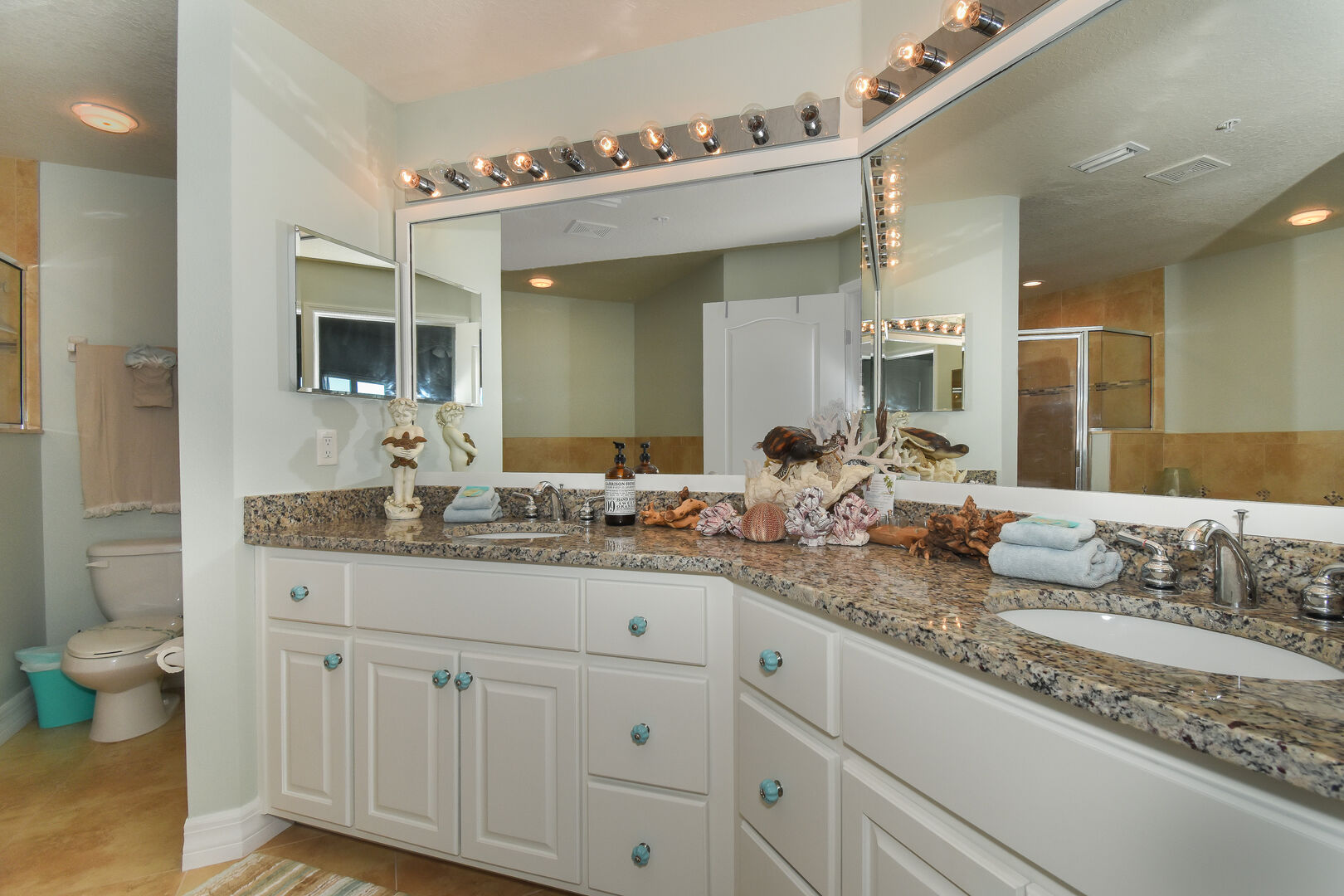 Master bathroom with large counter tops