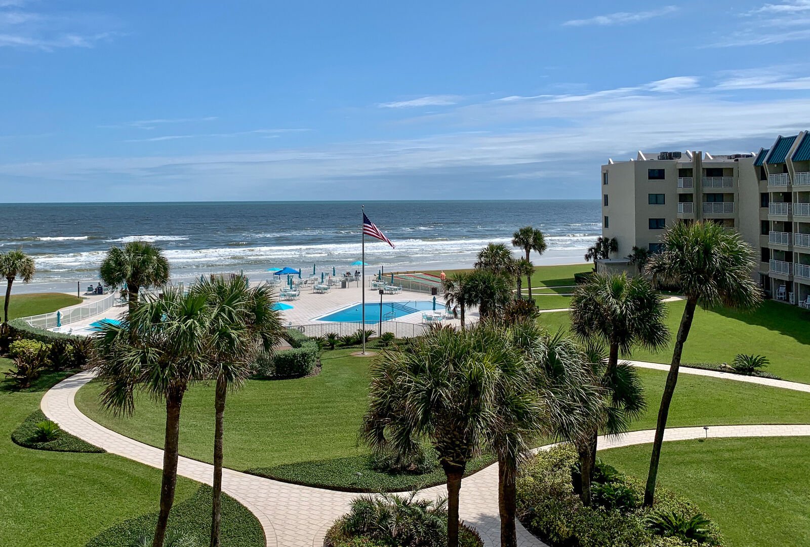 Balcony view from our Ocean View Condo in New Smyrna Beach