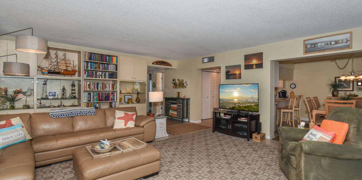 Large living room area with HD TV