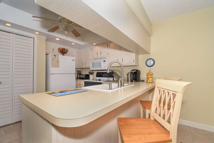 Kitchen with seating for 2