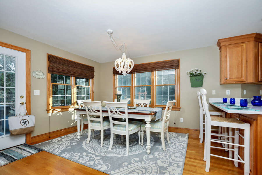 Dining room with seating for six and breakfast bar with more seating - 1 Somerset Road Harwich Cape Cod - New England Vacation Rentals