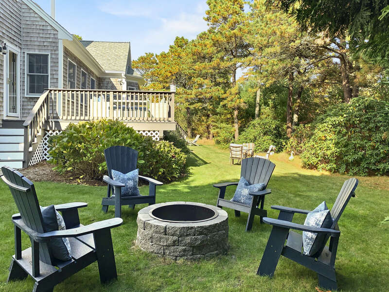 Fire pit and four adirondack chairs to make great memories - 1 Somerset Road Harwich Cape Cod - New England Vacation Rentals