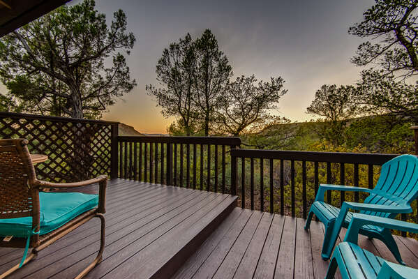 Private deck with ample seating to take in the scenic surroundings