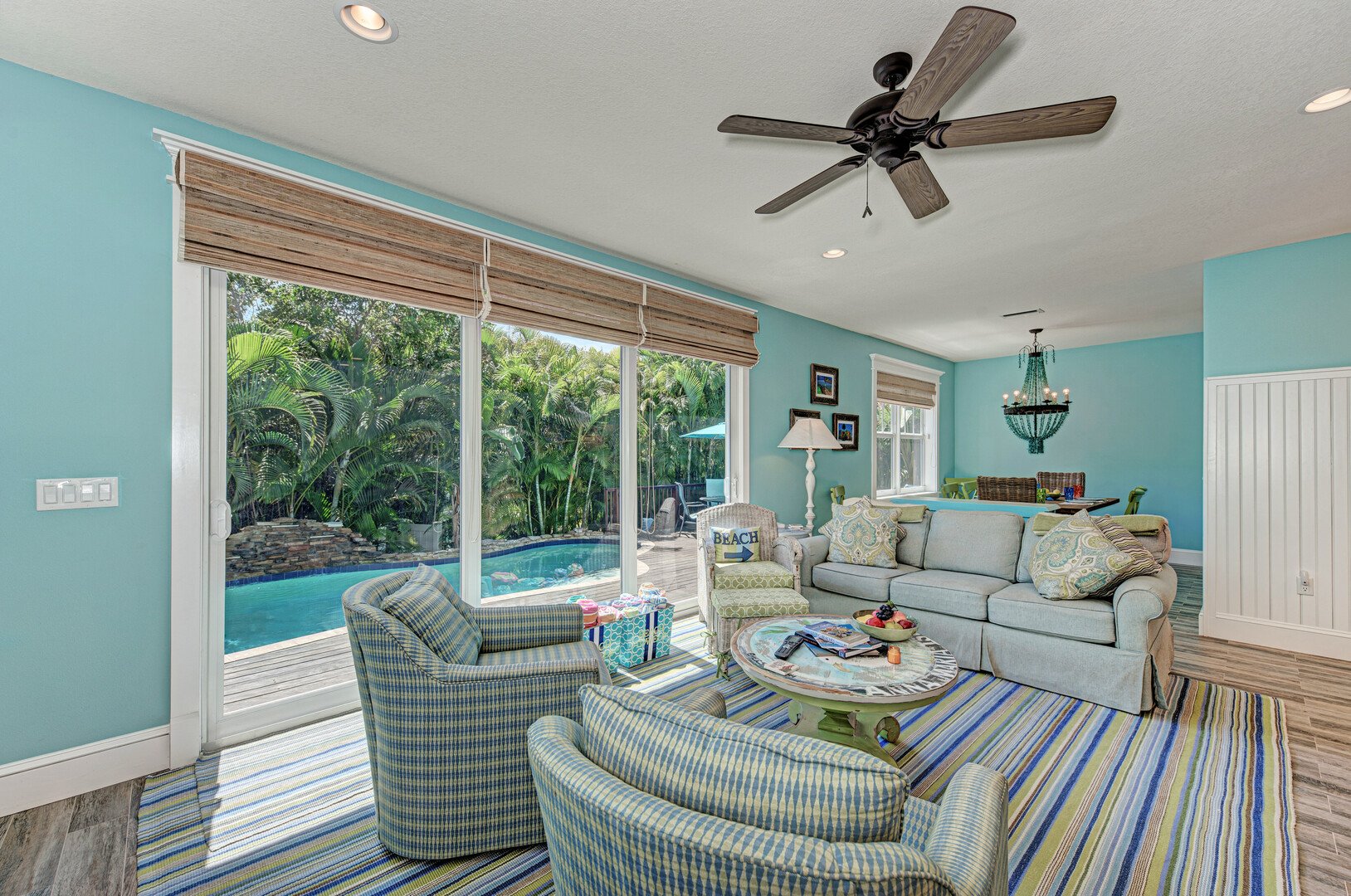 Blue Palm Paradise living room alternate view