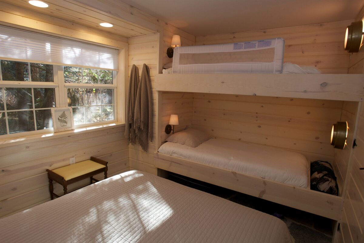 Guestroom one has built in twin over twin bunks