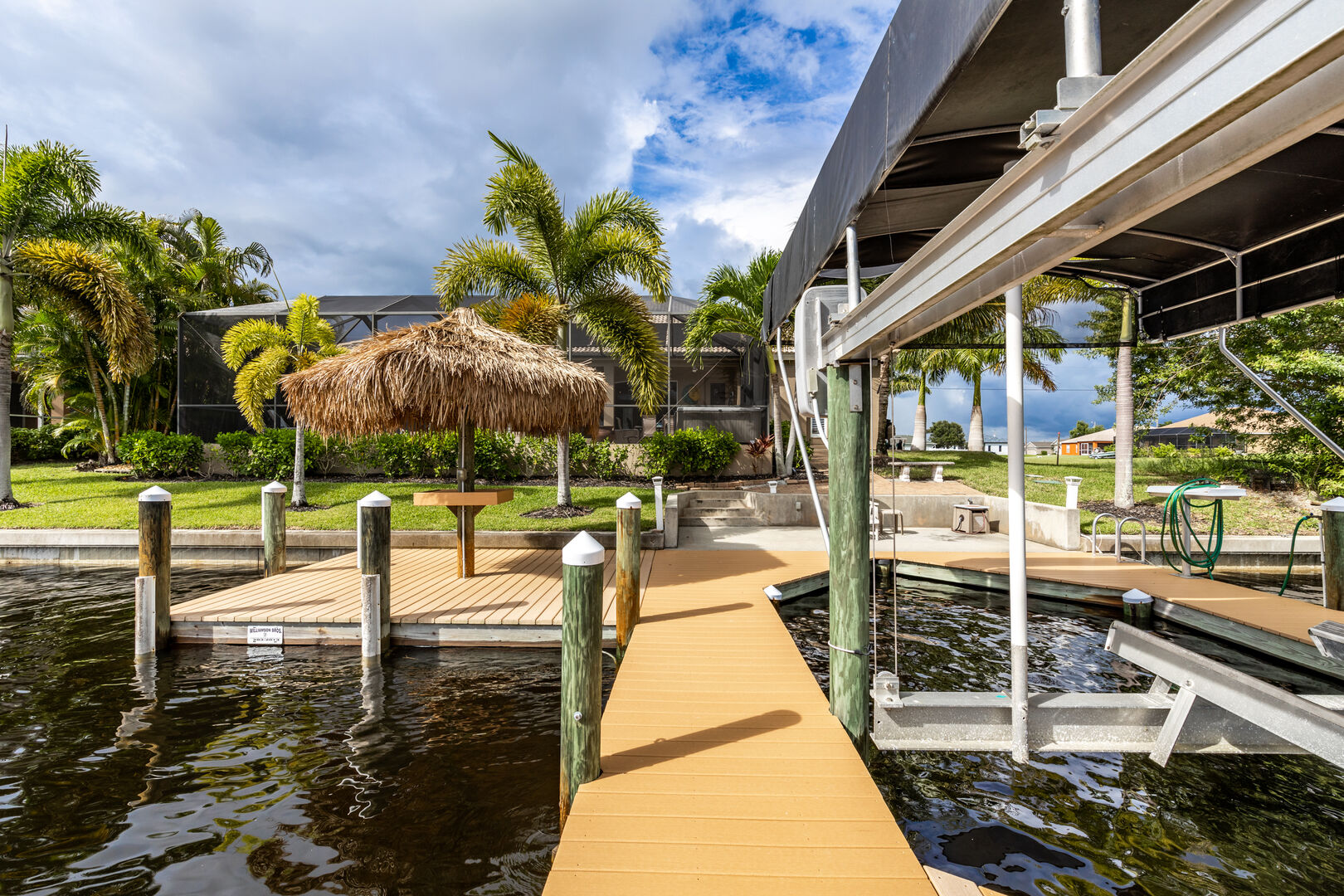 Tiki hut by the water