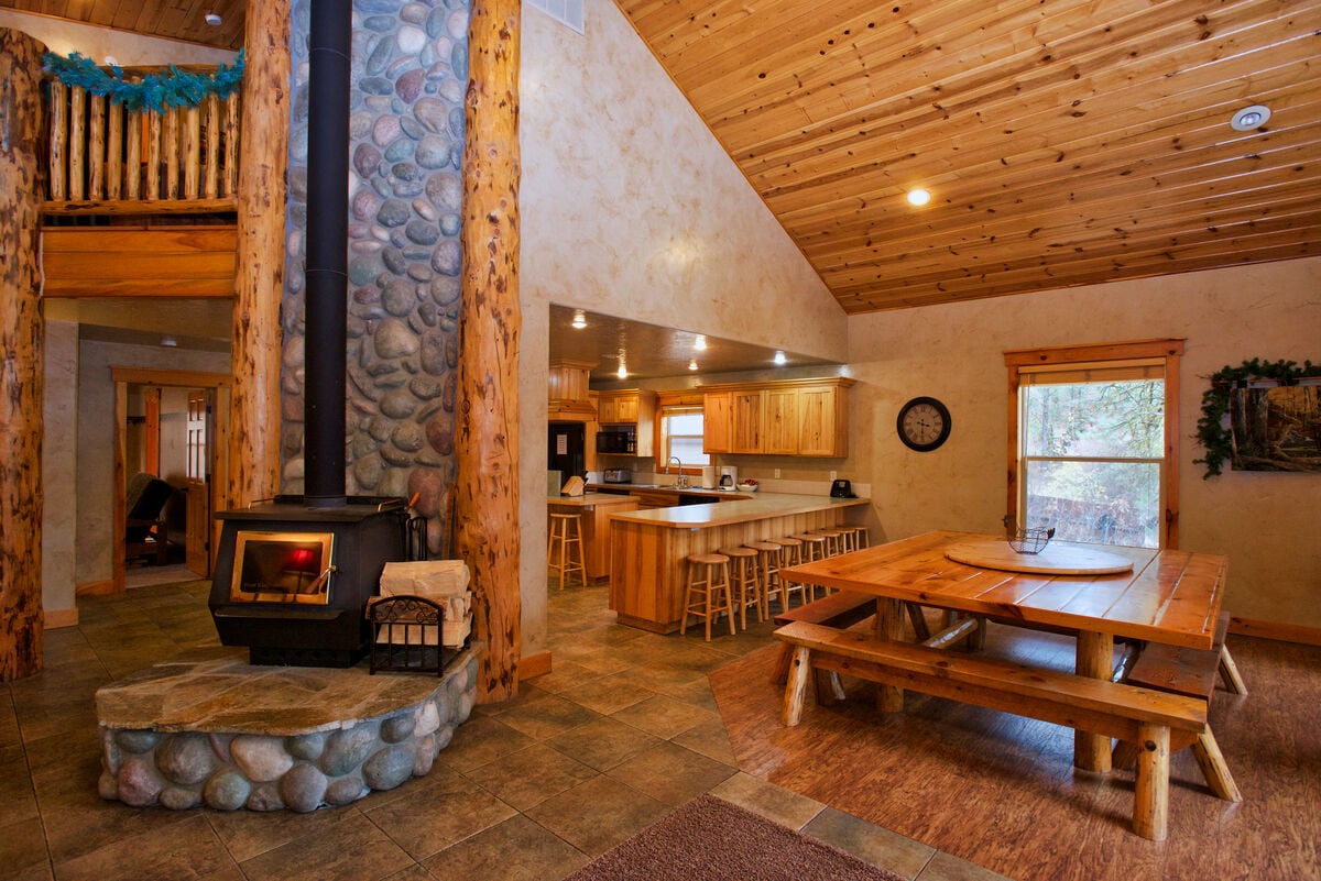 Living area with Wood Stove.
