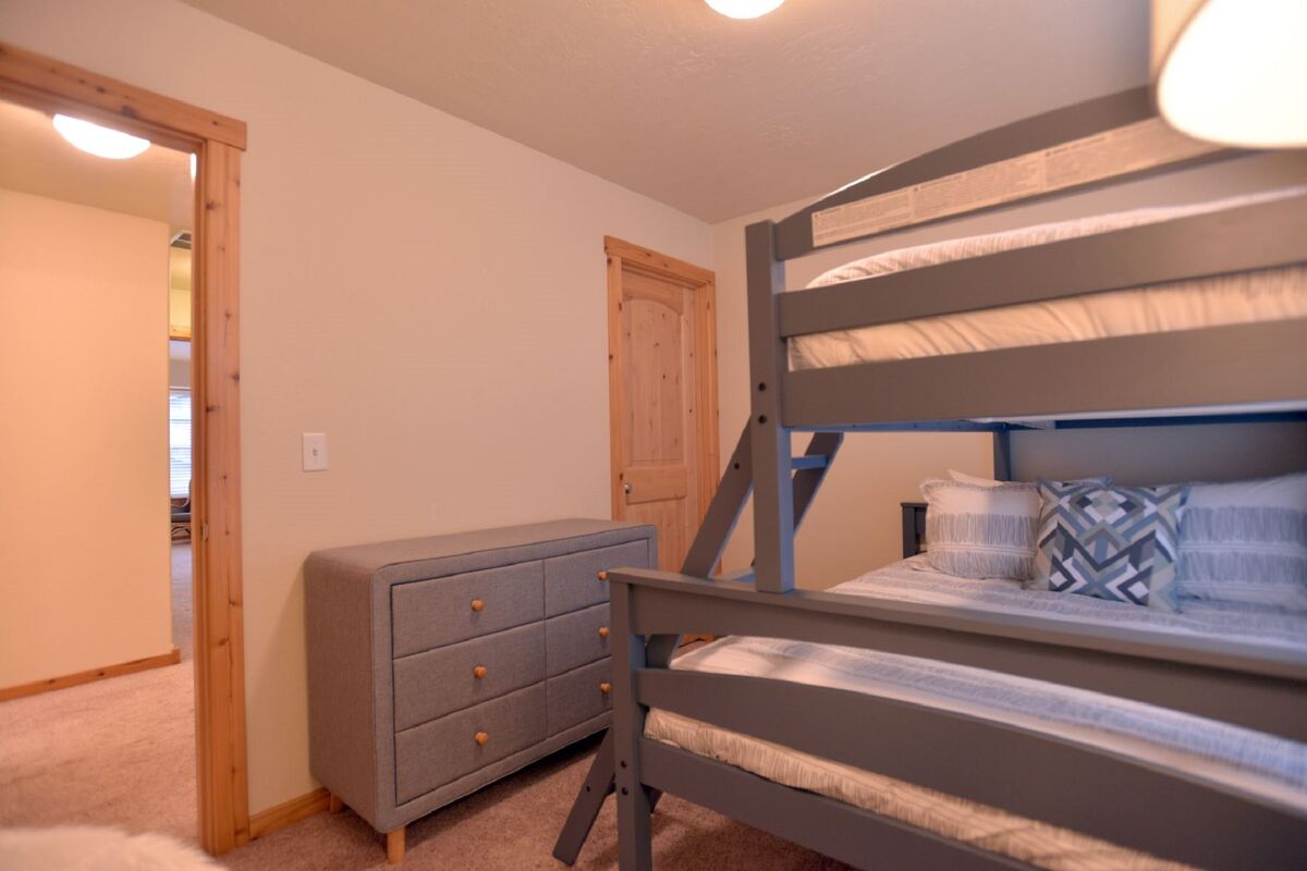 2nd floor Guest bedroom with twin over full bunk set.