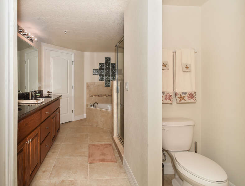 Master bathroom with separate toilet