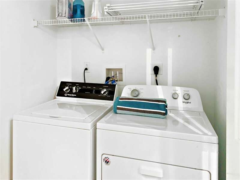 Washer and dryer located in the half bath on first floor-31 Pine Rd West Dennis- Cape Cod- New England Vacation Rentals