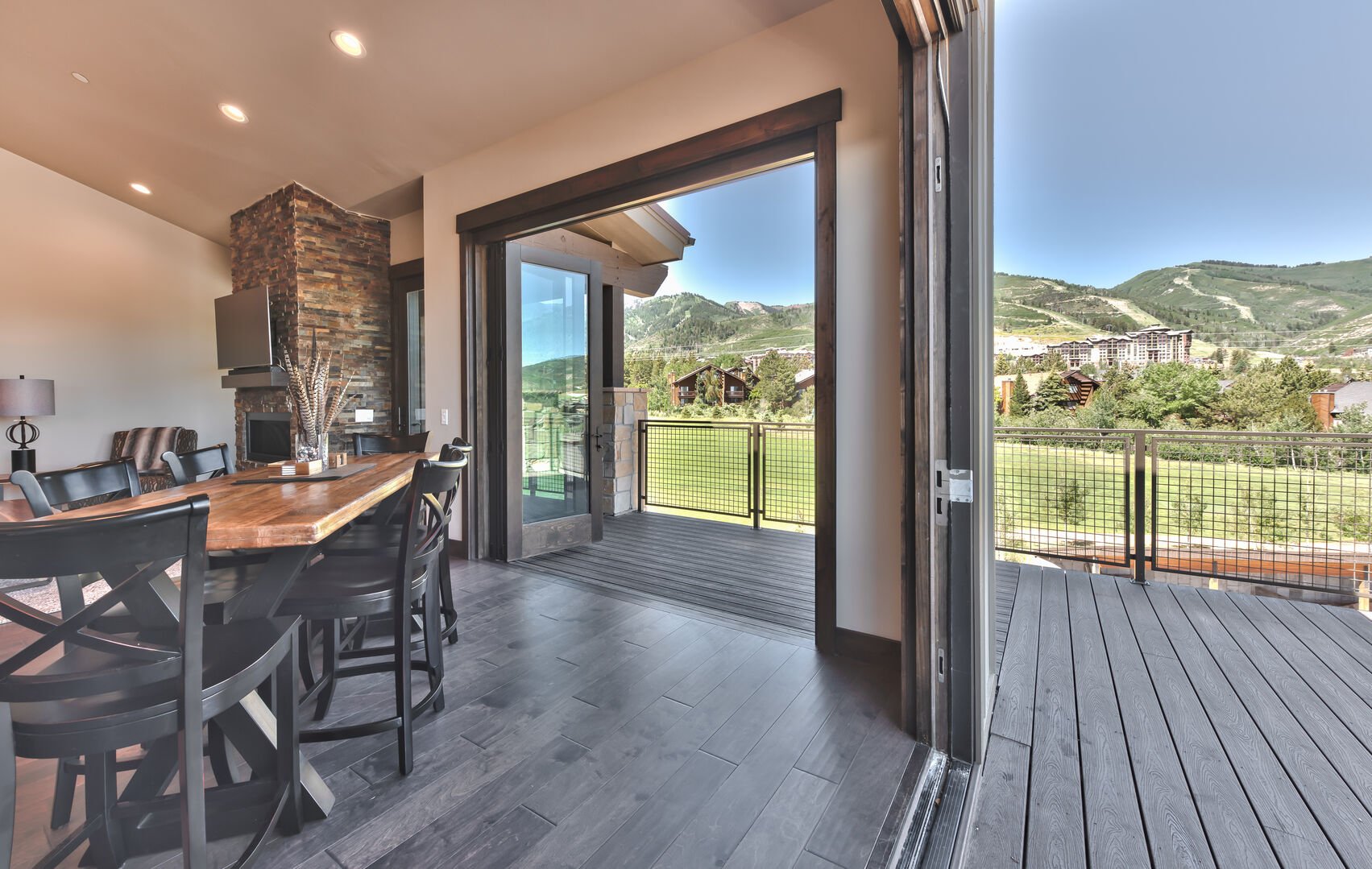 Accordion doors open on two sides to enjoy the spectacular Park City summer and fall