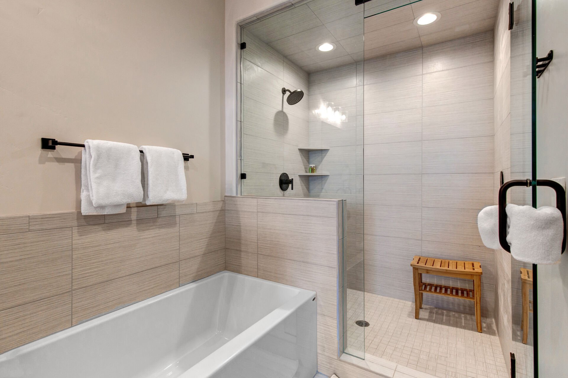 Soaking Tub and Over-sized Tile/Glass Shower